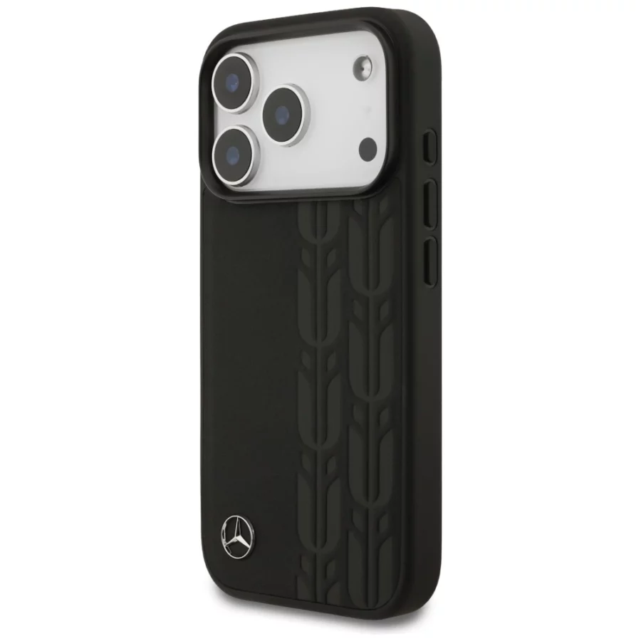 Etui Mercedes Leather Laurel Leaves MagSafe na iPhone 17 Pro - czarne
