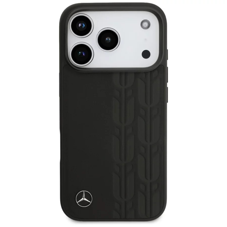 Etui Mercedes Leather Laurel Leaves MagSafe na iPhone 17 Pro - czarne