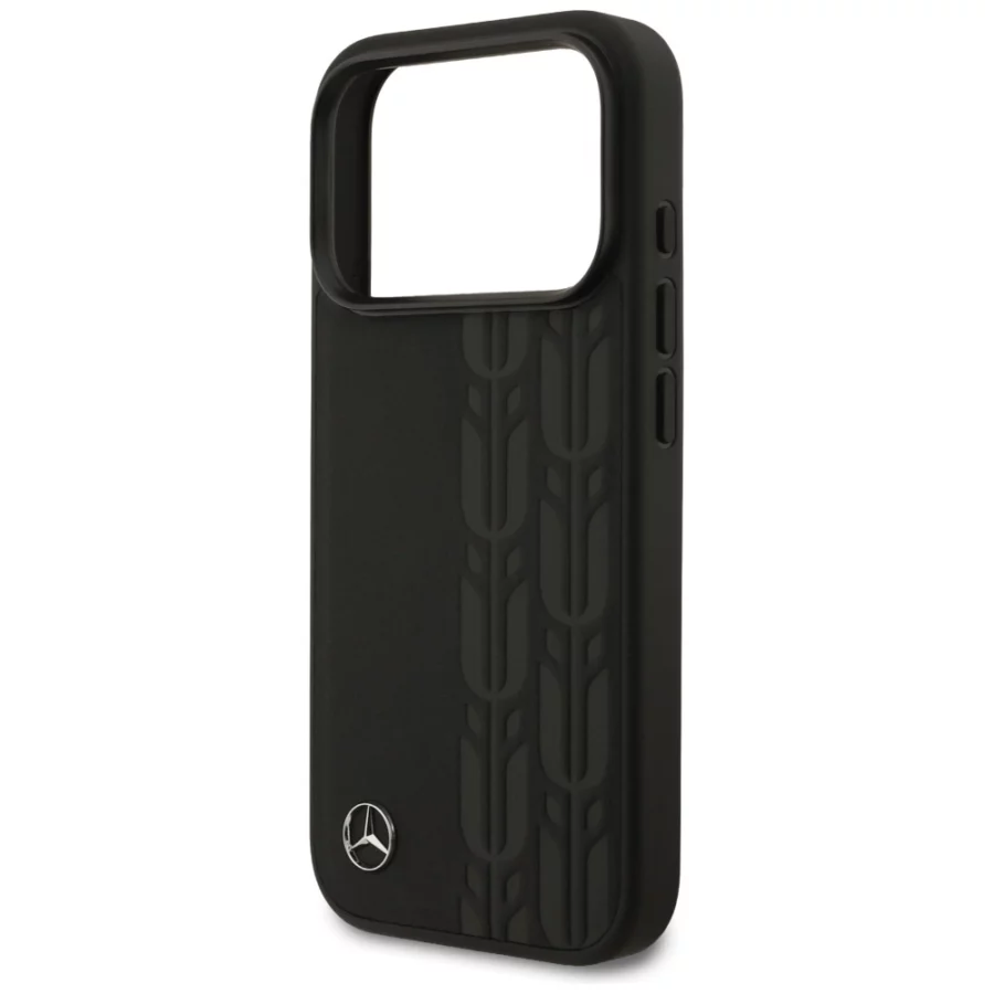 Etui Mercedes Leather Laurel Leaves MagSafe na iPhone 17 Pro - czarne