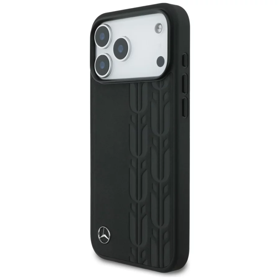 Etui Mercedes Leather Laurel Leaves MagSafe na iPhone 17 Pro Max - czarne