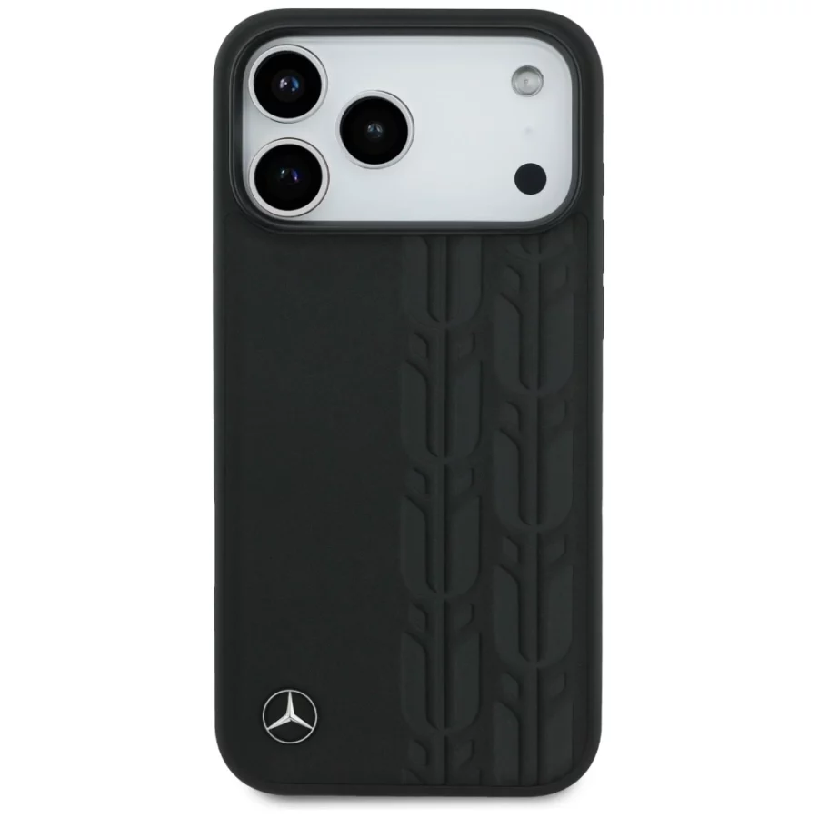 Etui Mercedes Leather Laurel Leaves MagSafe na iPhone 17 Pro Max - czarne