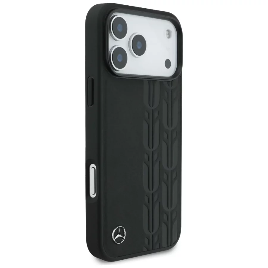 Etui Mercedes Leather Laurel Leaves MagSafe na iPhone 17 Pro Max - czarne