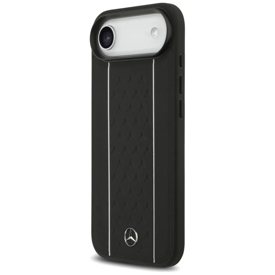 Etui Mercedes Leather Star Pattern Stripes MagSafe na iPhone Air - czarne