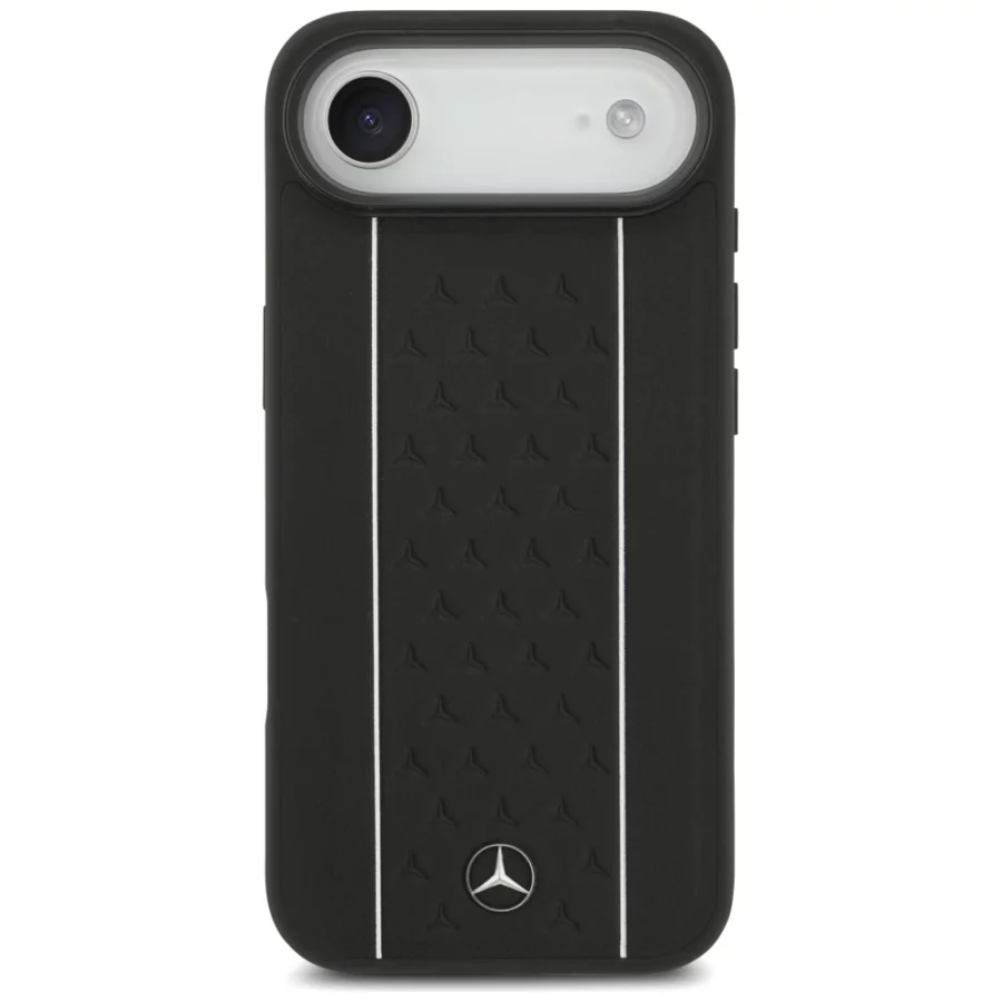 Etui Mercedes Leather Star Pattern Stripes MagSafe na iPhone Air - czarne