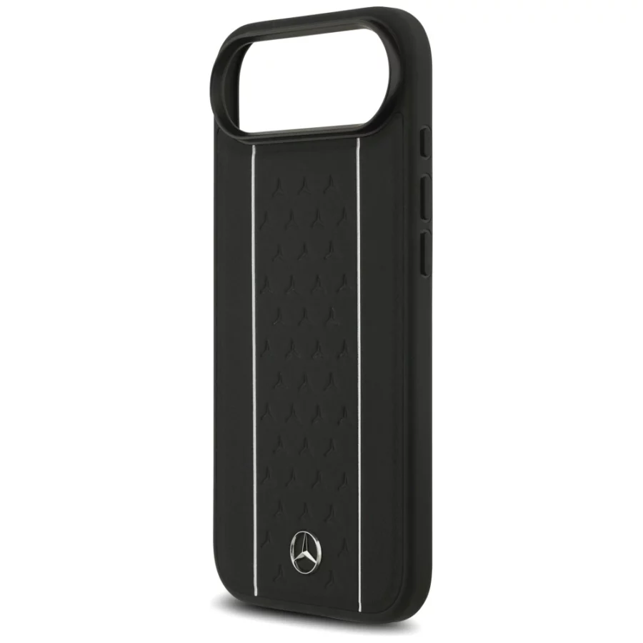 Etui Mercedes Leather Star Pattern Stripes MagSafe na iPhone Air - czarne