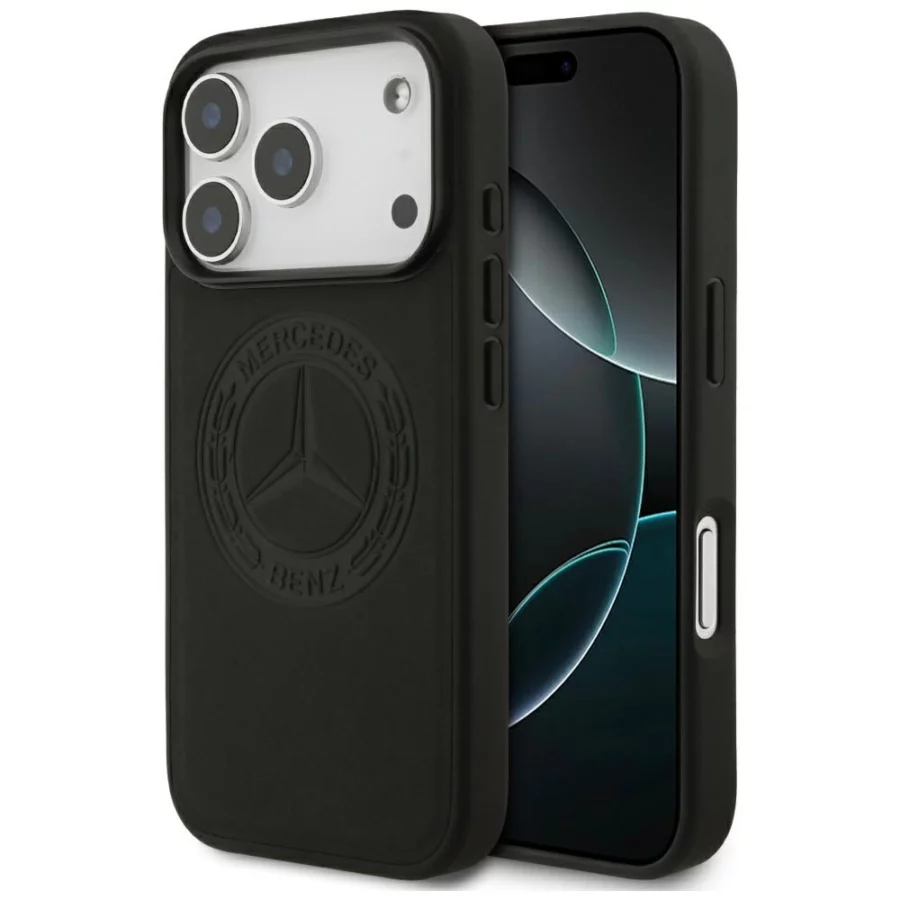 Etui Mercedes Leather Vintage Logo MagSafe na iPhone 17 Pro - czarne