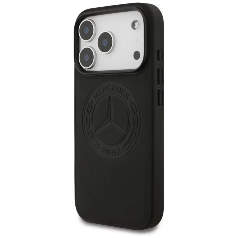 Etui Mercedes Leather Vintage Logo MagSafe na iPhone 17 Pro - czarne