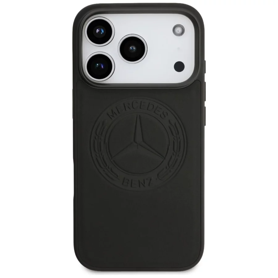 Etui Mercedes Leather Vintage Logo MagSafe na iPhone 17 Pro - czarne