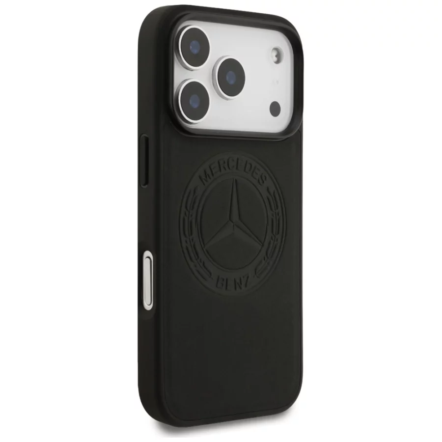 Etui Mercedes Leather Vintage Logo MagSafe na iPhone 17 Pro - czarne