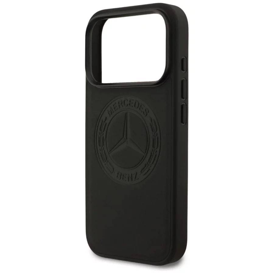 Etui Mercedes Leather Vintage Logo MagSafe na iPhone 17 Pro - czarne
