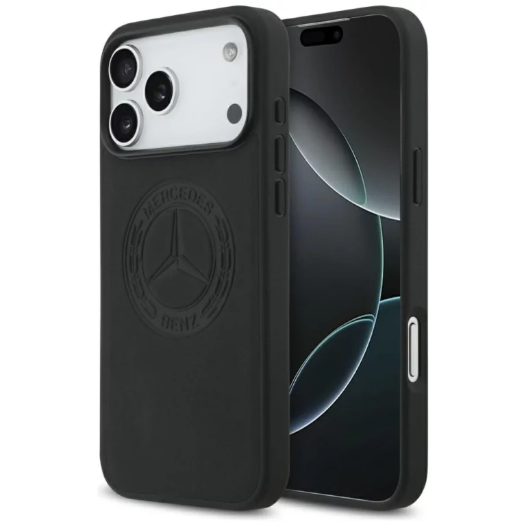 Etui Mercedes Leather Vintage Logo MagSafe na iPhone 17 Pro Max - czarne