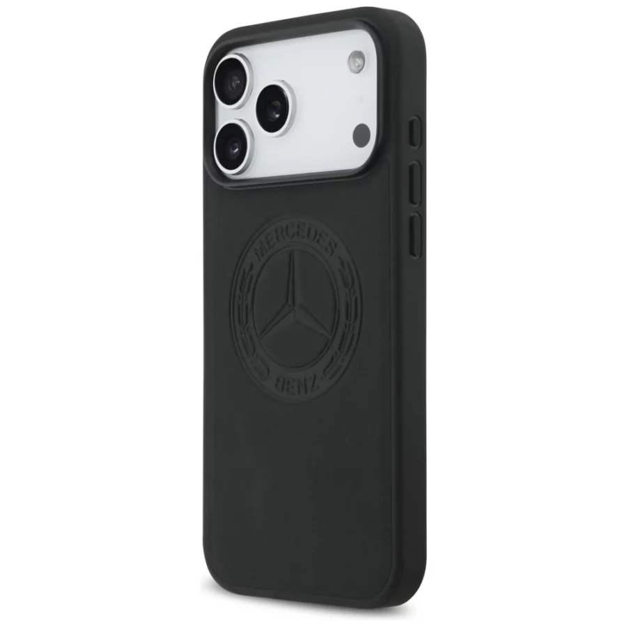 Etui Mercedes Leather Vintage Logo MagSafe na iPhone 17 Pro Max - czarne