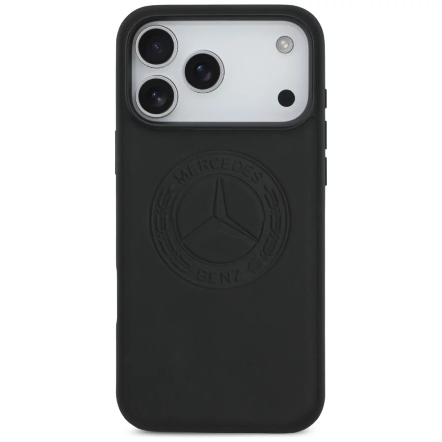 Etui Mercedes Leather Vintage Logo MagSafe na iPhone 17 Pro Max - czarne