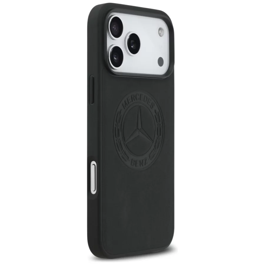 Etui Mercedes Leather Vintage Logo MagSafe na iPhone 17 Pro Max - czarne