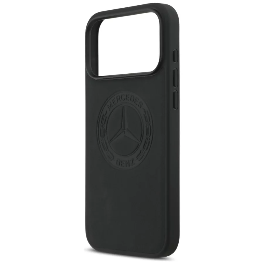 Etui Mercedes Leather Vintage Logo MagSafe na iPhone 17 Pro Max - czarne