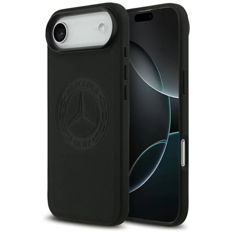 Etui Mercedes Leather Vintage Logo MagSafe na iPhone Air - czarne