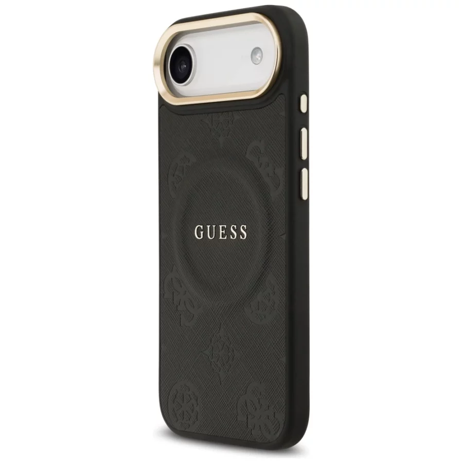 Etui Guess Peony Hot Stamp MagSafe na iPhone Air - czarne