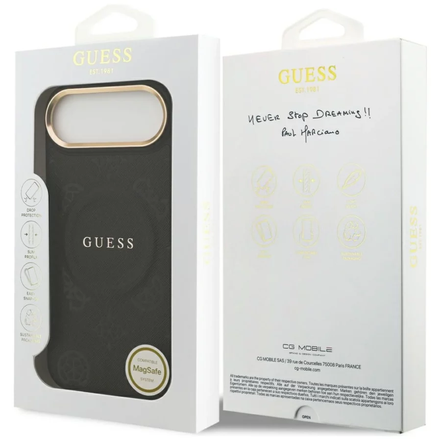 Etui Guess Peony Hot Stamp MagSafe na iPhone Air - czarne