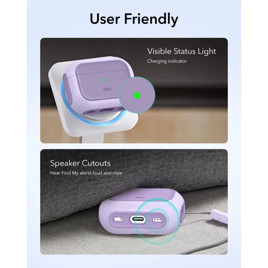 Etui ESR Orbit Halolock MagSafe na AirPods Pro - fioletowe