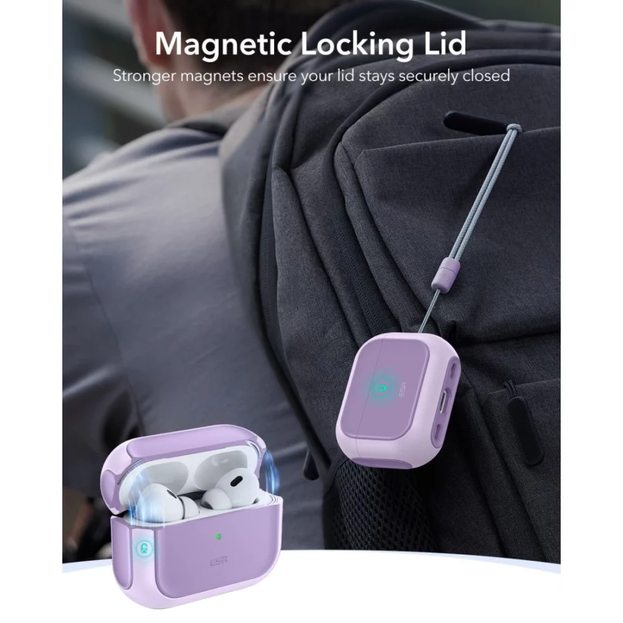 Etui ESR Orbit Halolock MagSafe na AirPods Pro - fioletowe