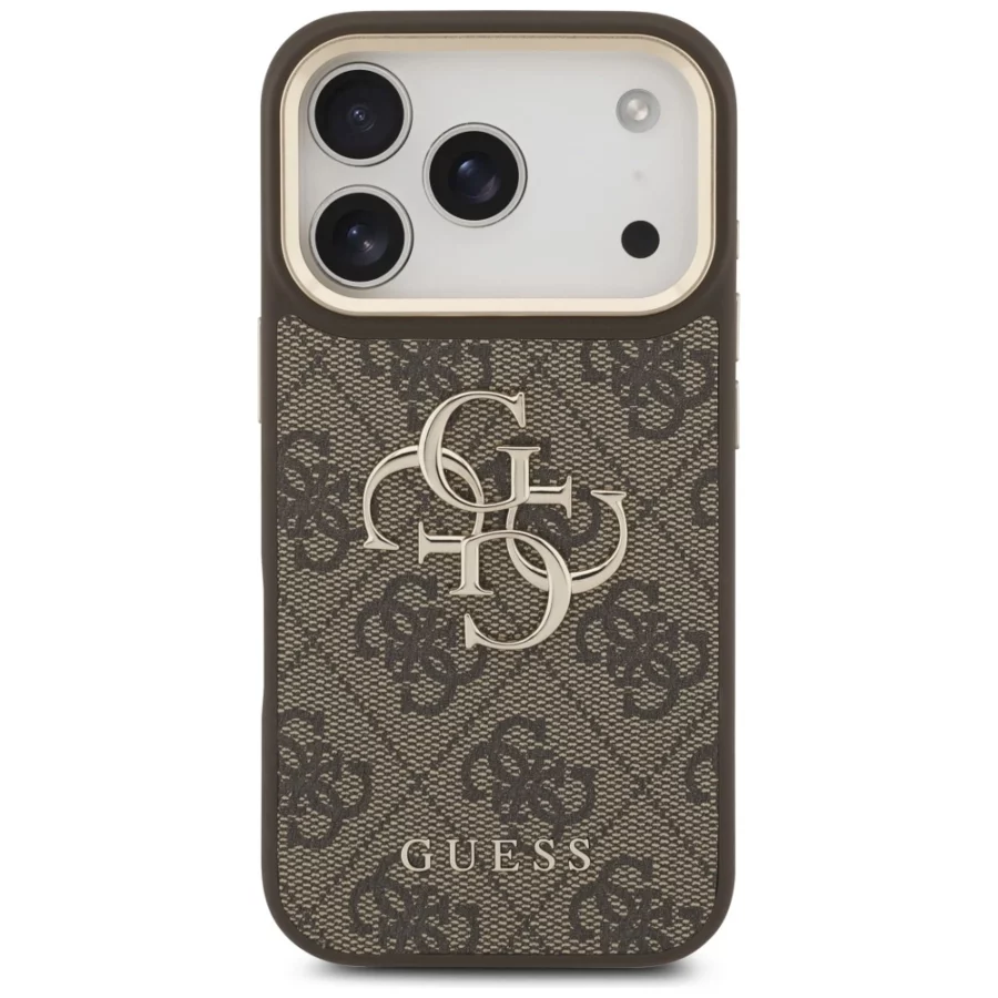 Etui Guess 4G Big 4G Classic Logo Big Strap Metal Buttons na iPhone 17 Pro - brązowe