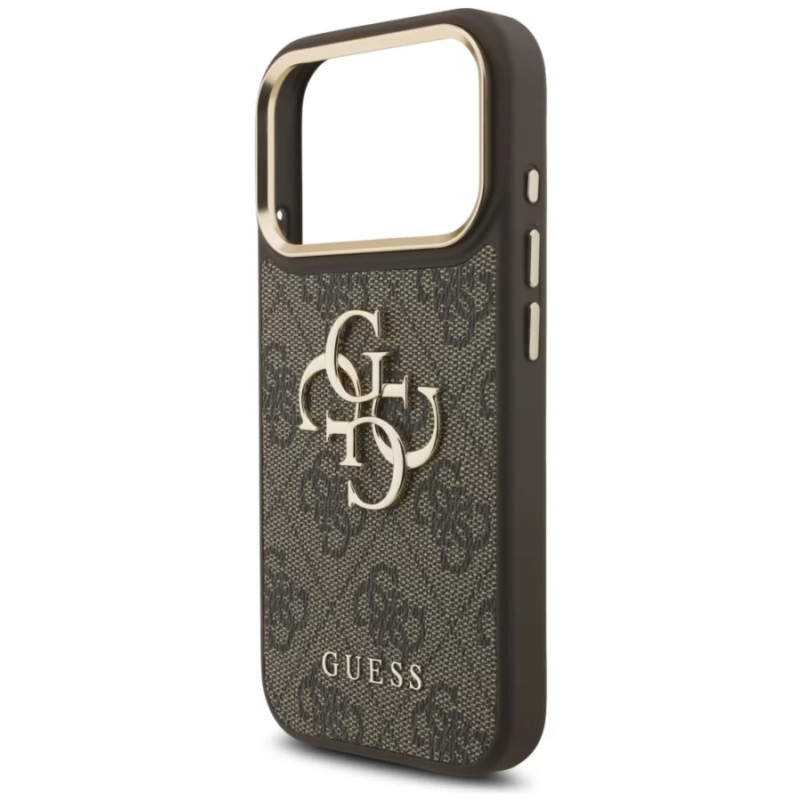 Etui Guess 4G Big 4G Classic Logo Big Strap Metal Buttons na iPhone 17 Pro - brązowe