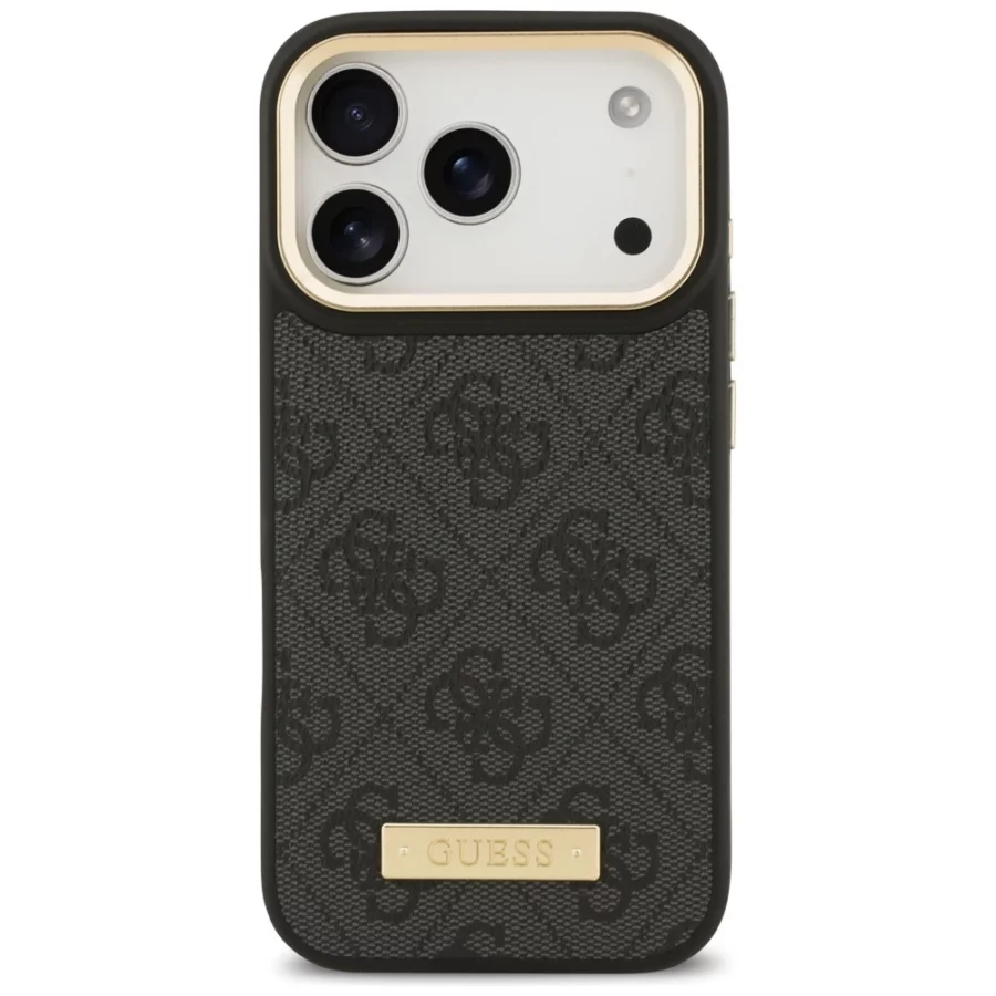 Etui Guess 4G Logo Plate MagSafe na iPhone 17 Pro -czarne
