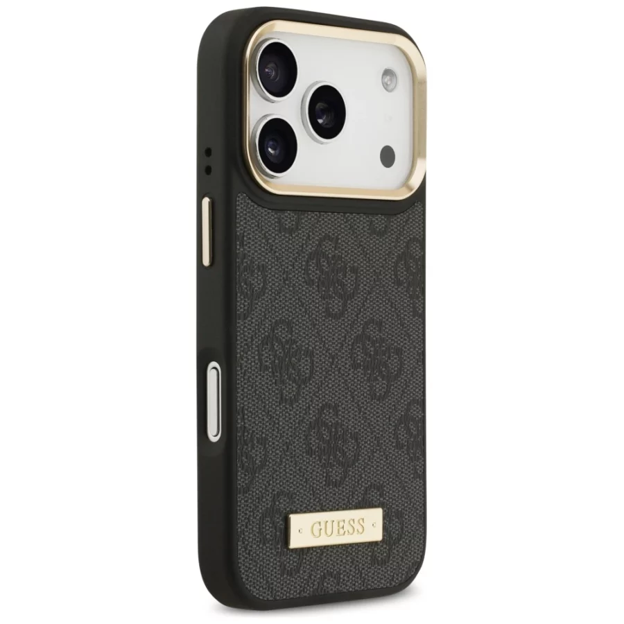 Etui Guess 4G Logo Plate MagSafe na iPhone 17 Pro -czarne