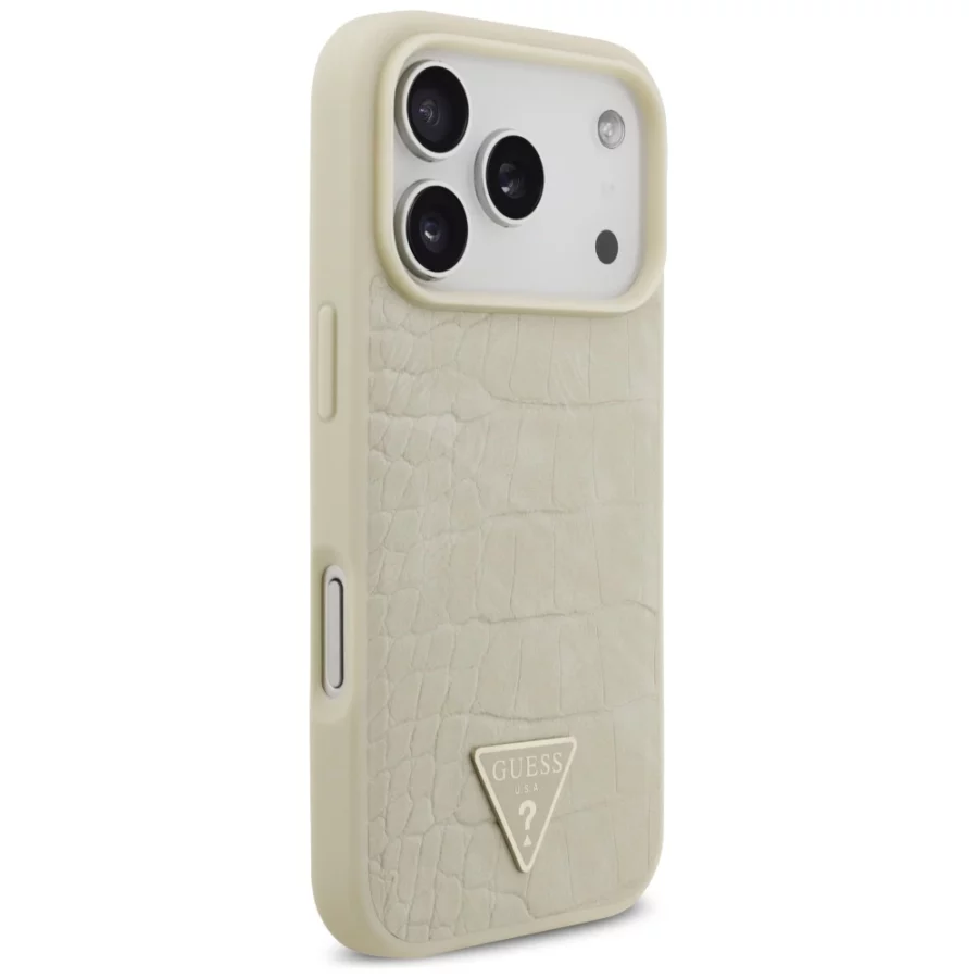 Etui Guess Croco Triangle Logo MagSafe na iPhone 17 Pro - złote