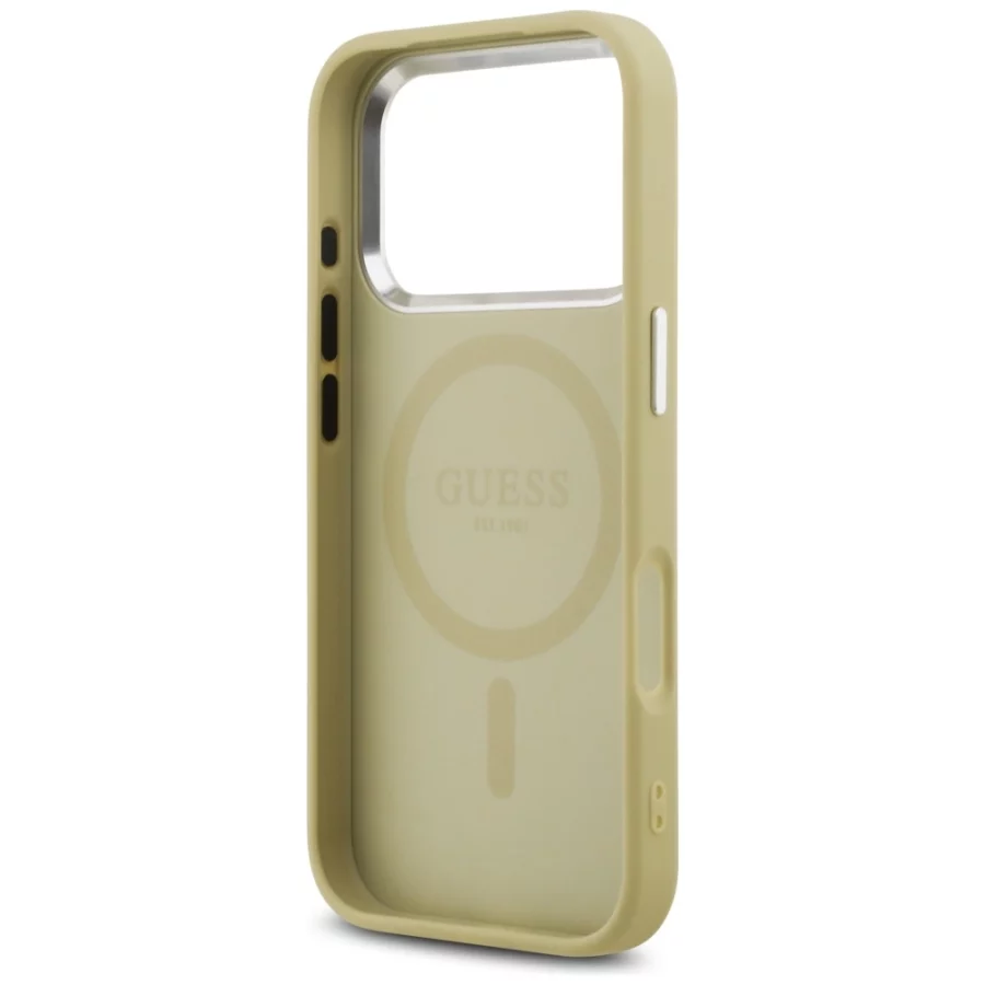 Etui Guess Glitter Triangle Logo MagSafe na iPhone 17 Pro - złote