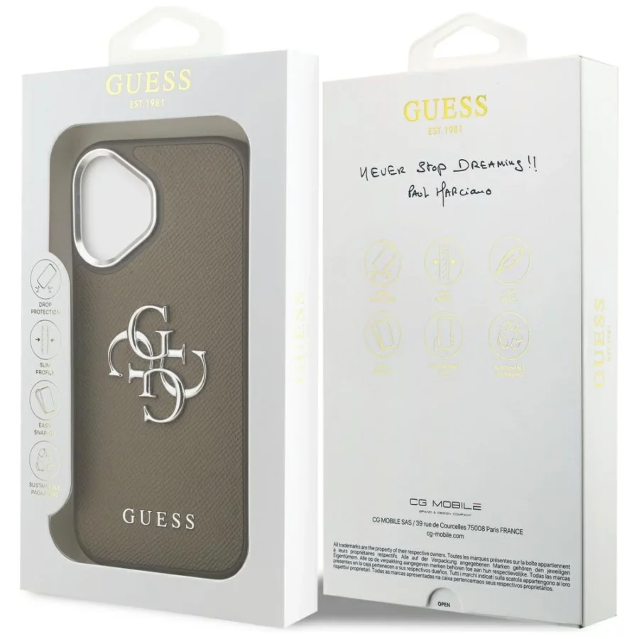 Etui Guess Grained Big 4G Classic Logo na iPhone 17 - brązowe