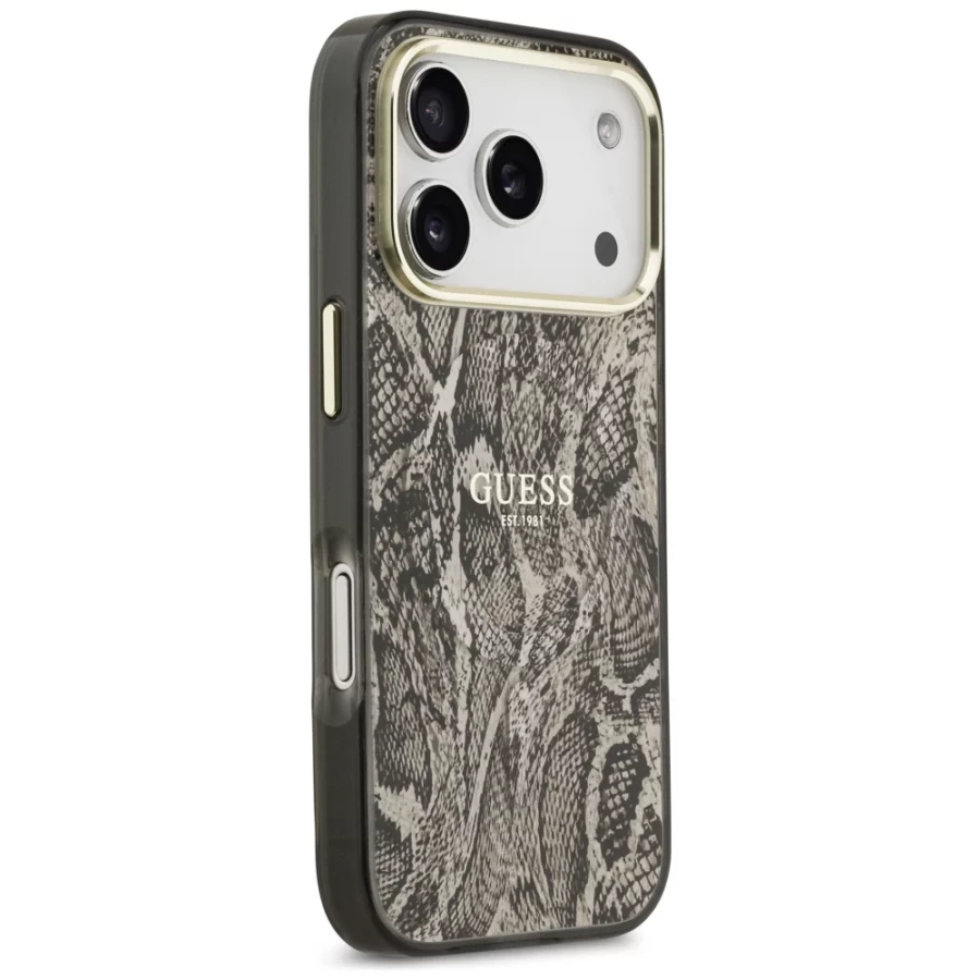 Etui Guess Python Pattern MagSafe na iPhone 17 Pro - brązowe