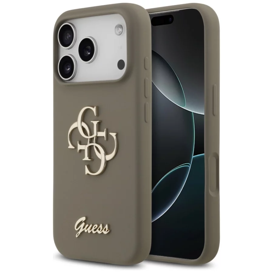 Etui Guess Silicone Big 4G Script na iPhone 17 Pro - brązowe