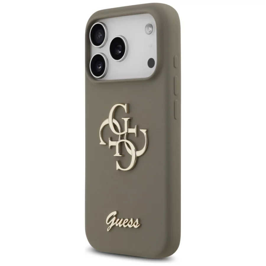 Etui Guess Silicone Big 4G Script na iPhone 17 Pro - brązowe