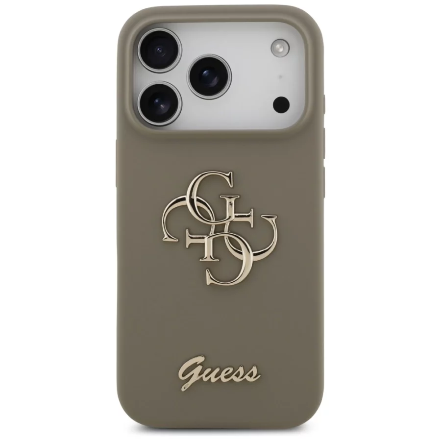 Etui Guess Silicone Big 4G Script na iPhone 17 Pro - brązowe