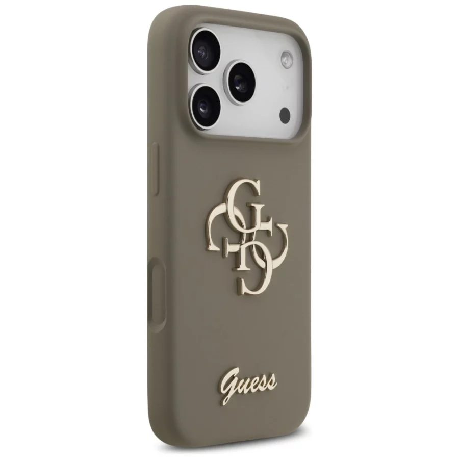 Etui Guess Silicone Big 4G Script na iPhone 17 Pro - brązowe