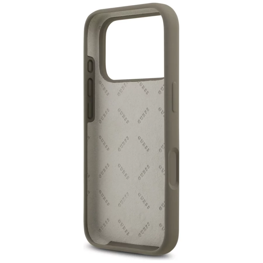 Etui Guess Silicone Big 4G Script na iPhone 17 Pro - brązowe