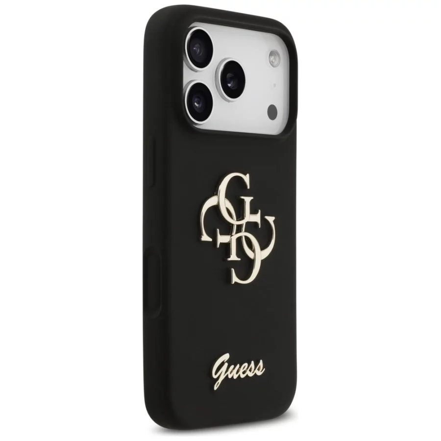 Etui Guess Silicone Big 4G Script na iPhone 17 Pro - czarne