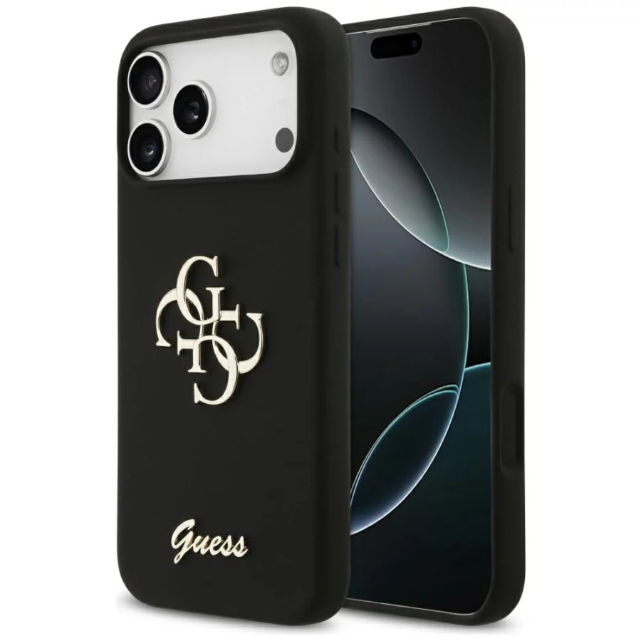 Etui Guess Silicone Big 4G Script na iPhone 17 Pro Max - czarne