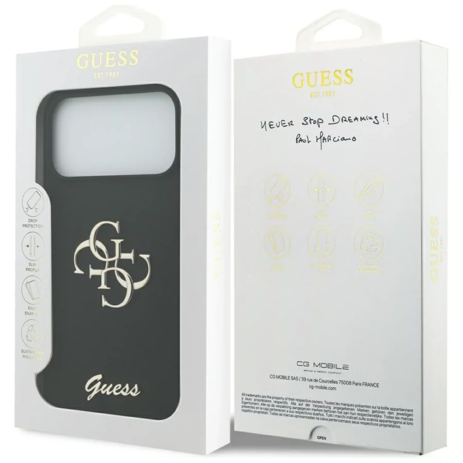 Etui Guess Silicone Big 4G Script na iPhone 17 Pro Max - czarne