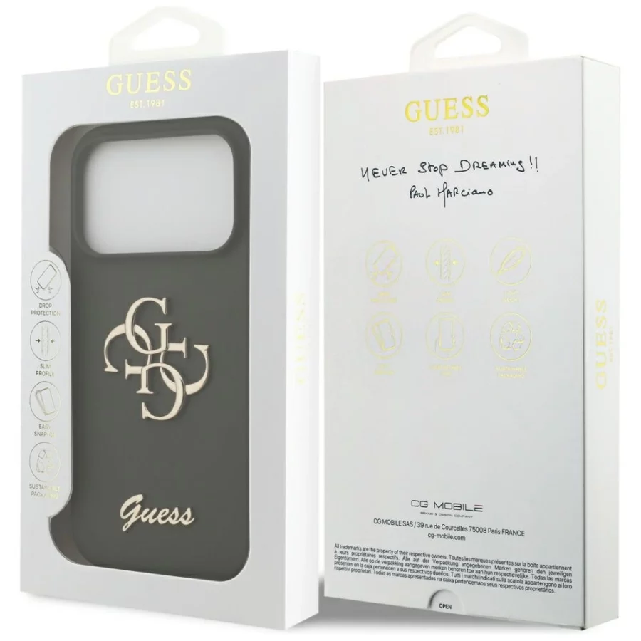 Etui Guess Silicone Big 4G Script na iPhone 17 Pro Max - zielone