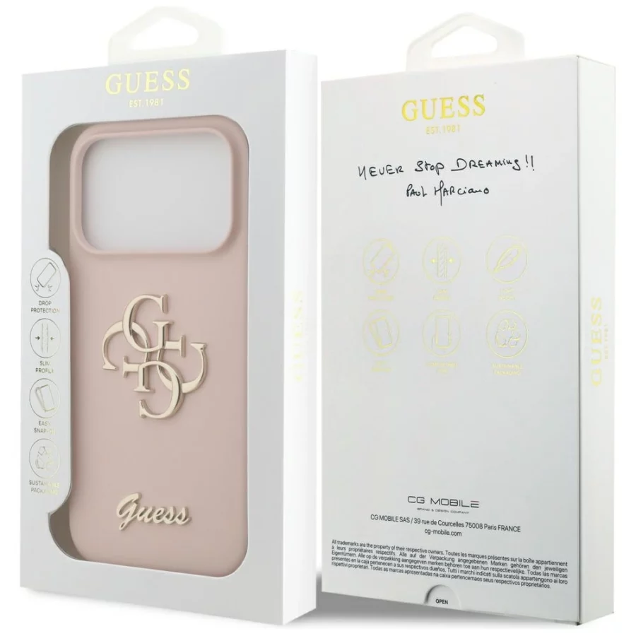 Etui Guess Silicone Big 4G Script na iPhone 17 Pro - różowe