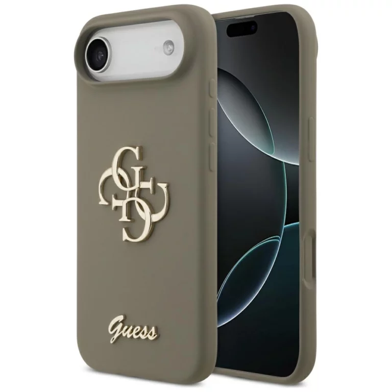 Etui Guess Silicone Big 4G Script na iPhone Air - brązowe