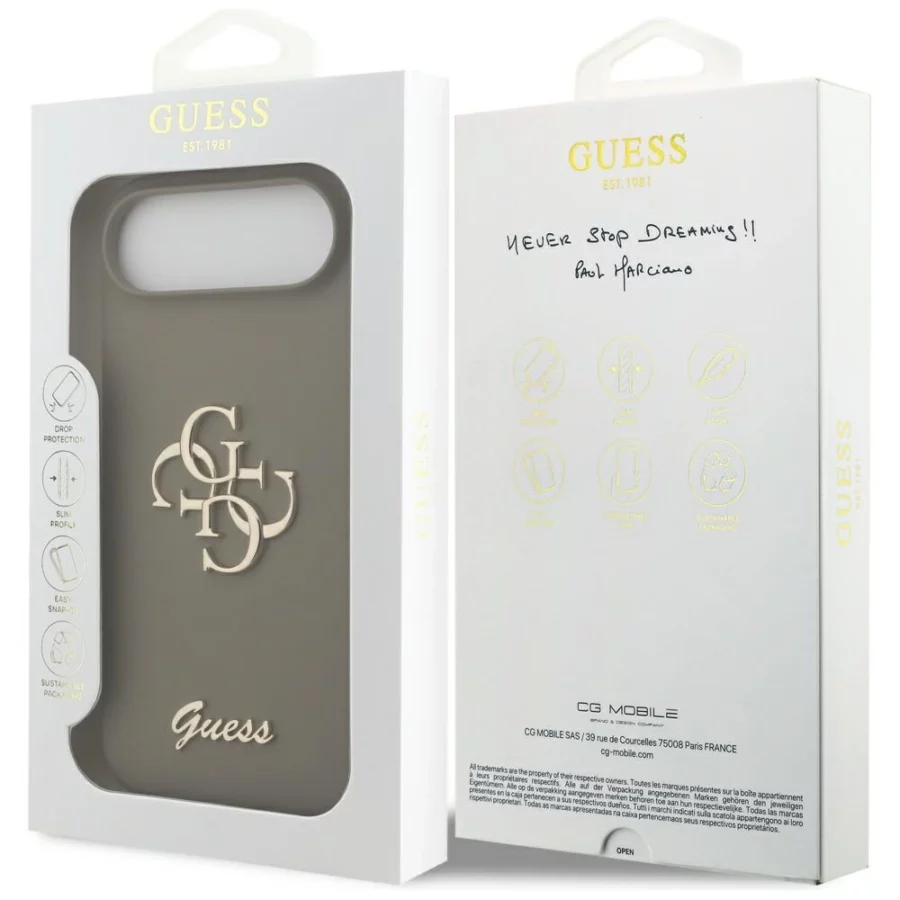 Etui Guess Silicone Big 4G Script na iPhone Air - brązowe