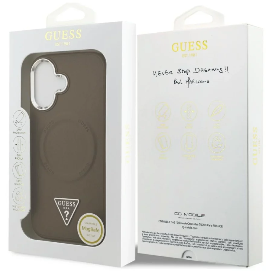 Etui Guess Triangle Logo MagSafe na iPhone 17 - brązowe