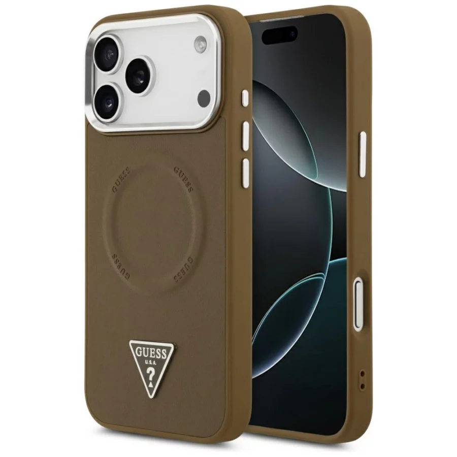Etui Guess Triangle Logo MagSafe na iPhone 17 Pro - brązowe