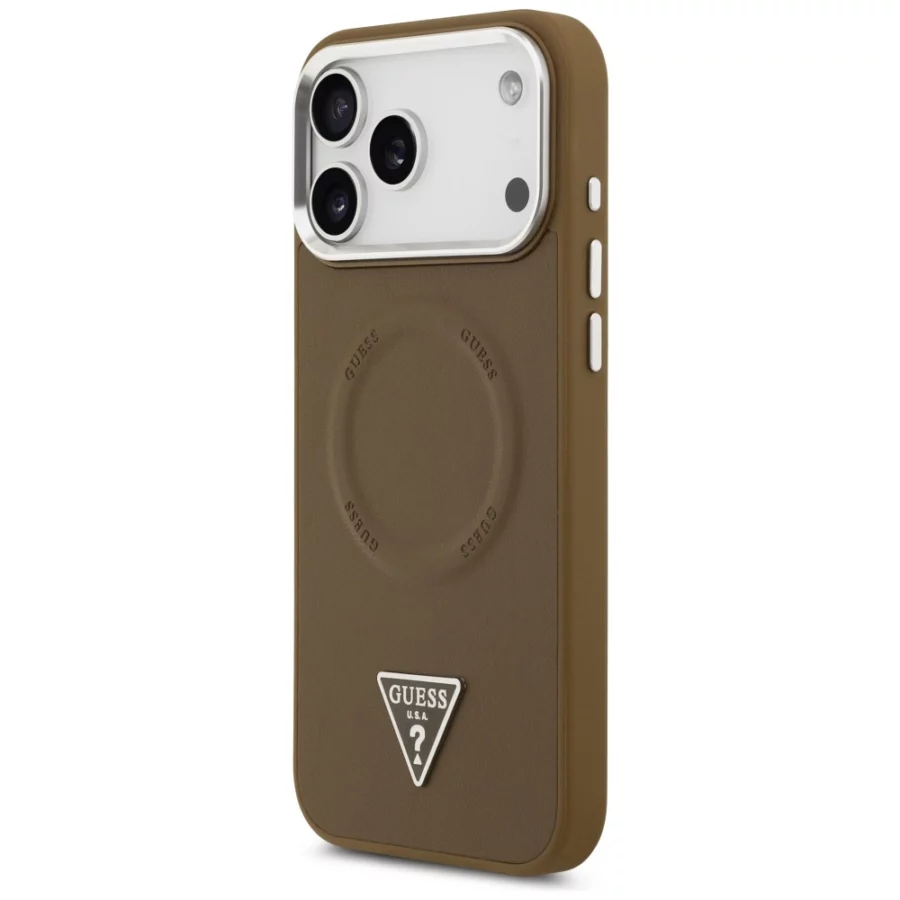 Etui Guess Triangle Logo MagSafe na iPhone 17 Pro - brązowe