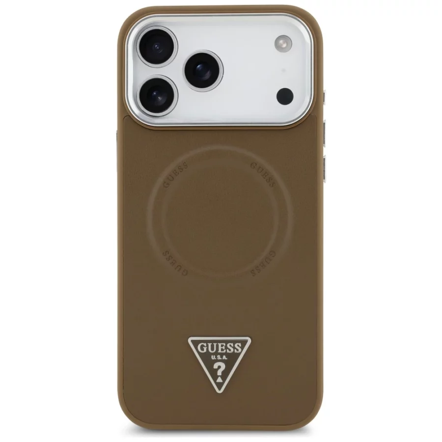 Etui Guess Triangle Logo MagSafe na iPhone 17 Pro - brązowe