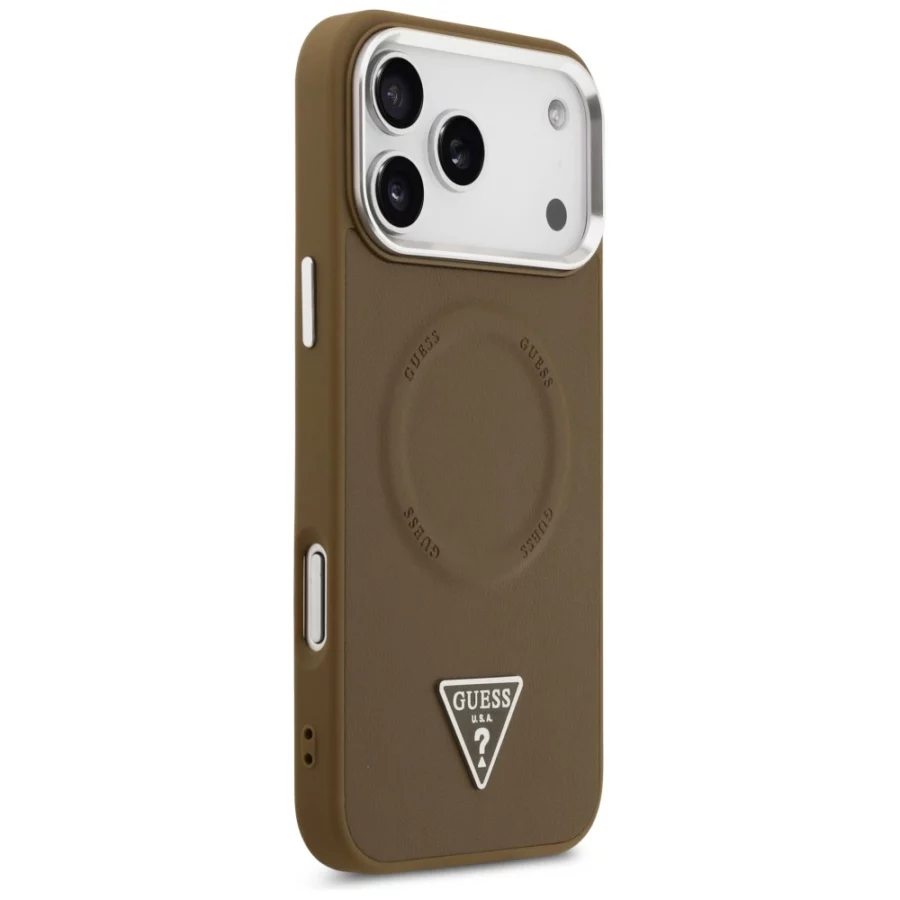 Etui Guess Triangle Logo MagSafe na iPhone 17 Pro - brązowe