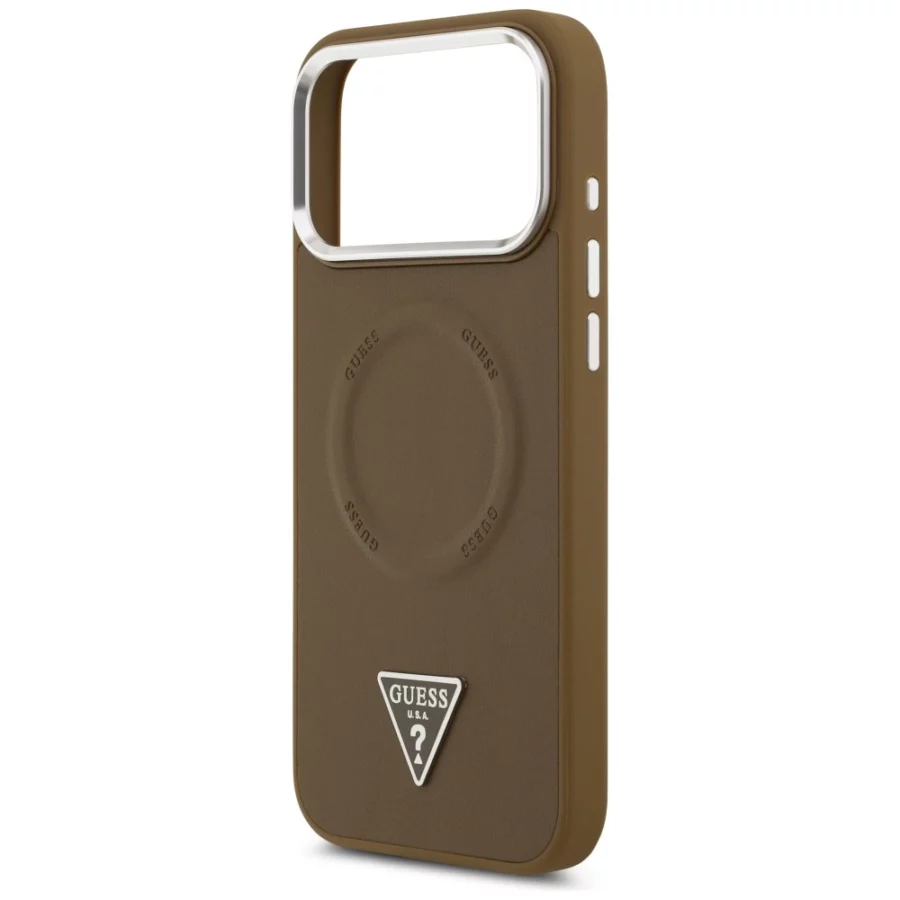 Etui Guess Triangle Logo MagSafe na iPhone 17 Pro - brązowe